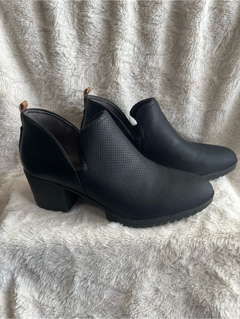 ❤️ Dr. Scholls Women Black Perforated Slip-On Heel bootie Shoes Size  7